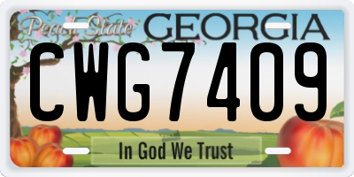 GA license plate CWG7409