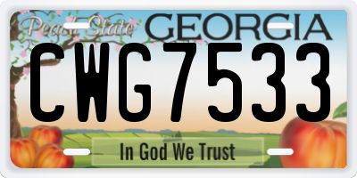 GA license plate CWG7533
