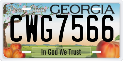 GA license plate CWG7566