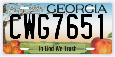GA license plate CWG7651