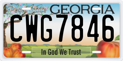 GA license plate CWG7846
