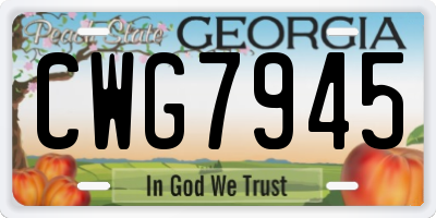 GA license plate CWG7945