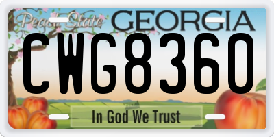 GA license plate CWG8360