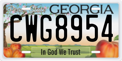 GA license plate CWG8954