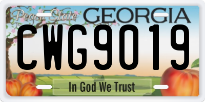 GA license plate CWG9019
