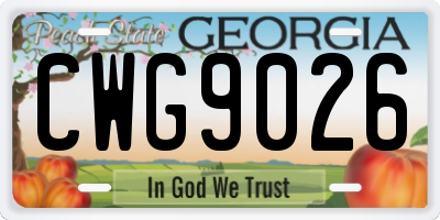 GA license plate CWG9026