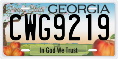 GA license plate CWG9219