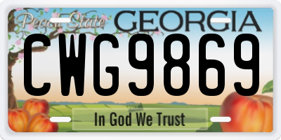 GA license plate CWG9869