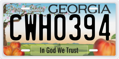 GA license plate CWH0394