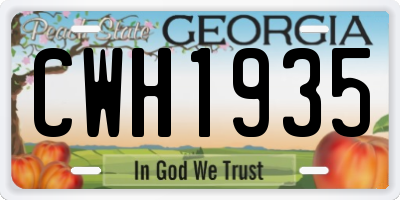 GA license plate CWH1935