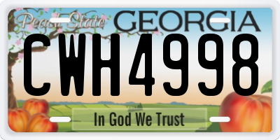 GA license plate CWH4998