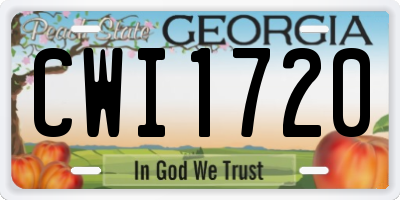 GA license plate CWI1720
