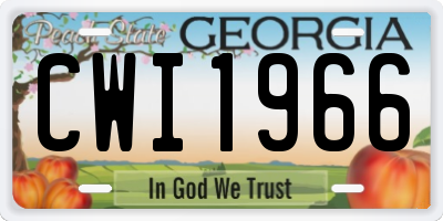 GA license plate CWI1966