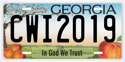 GA license plate CWI2019