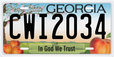GA license plate CWI2034