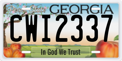 GA license plate CWI2337