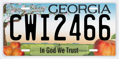 GA license plate CWI2466