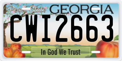 GA license plate CWI2663