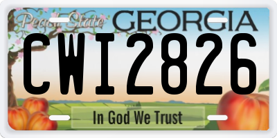 GA license plate CWI2826