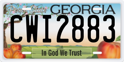 GA license plate CWI2883