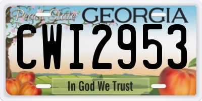 GA license plate CWI2953