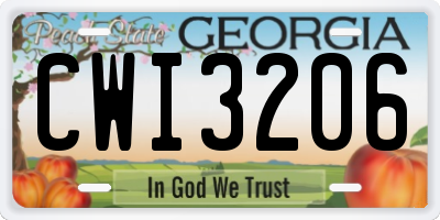 GA license plate CWI3206