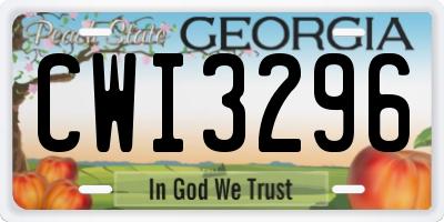 GA license plate CWI3296