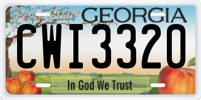 GA license plate CWI3320