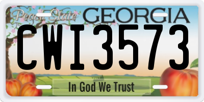 GA license plate CWI3573