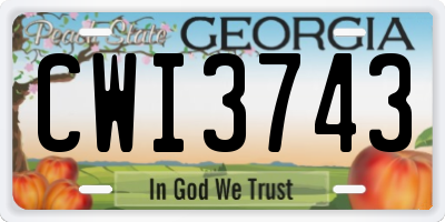 GA license plate CWI3743