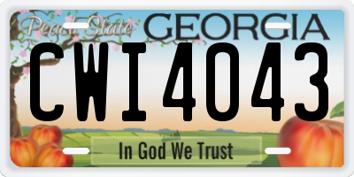 GA license plate CWI4043