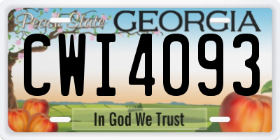 GA license plate CWI4093