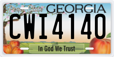 GA license plate CWI4140