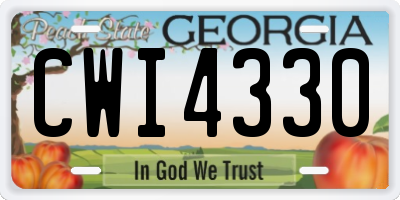 GA license plate CWI4330