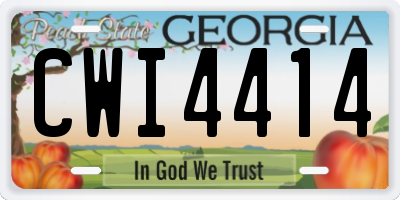 GA license plate CWI4414