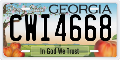 GA license plate CWI4668