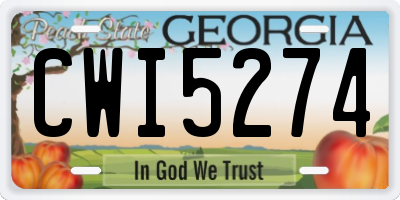 GA license plate CWI5274
