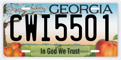 GA license plate CWI5501