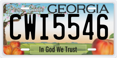 GA license plate CWI5546