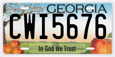 GA license plate CWI5676