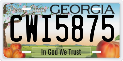 GA license plate CWI5875