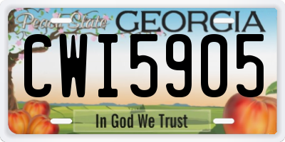 GA license plate CWI5905