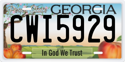 GA license plate CWI5929