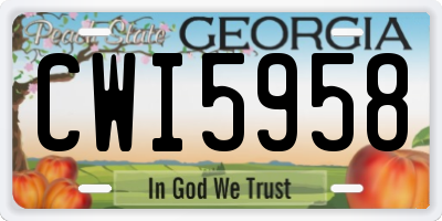 GA license plate CWI5958