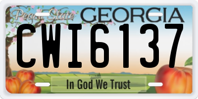 GA license plate CWI6137