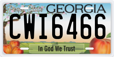 GA license plate CWI6466