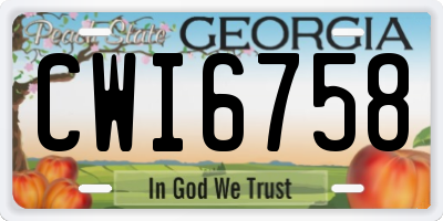 GA license plate CWI6758