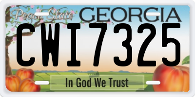 GA license plate CWI7325