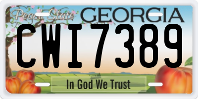 GA license plate CWI7389