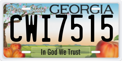 GA license plate CWI7515
